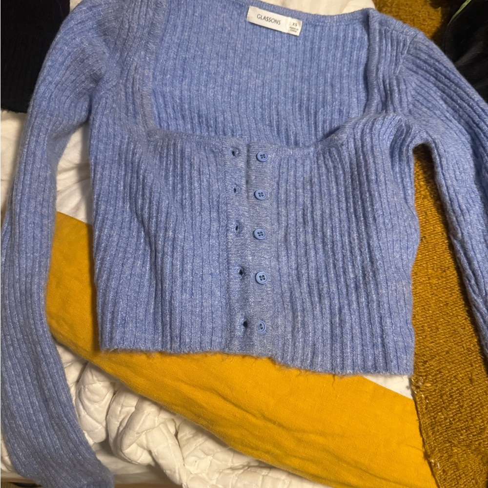 Glassons Light Blue Ribbed Cardigan